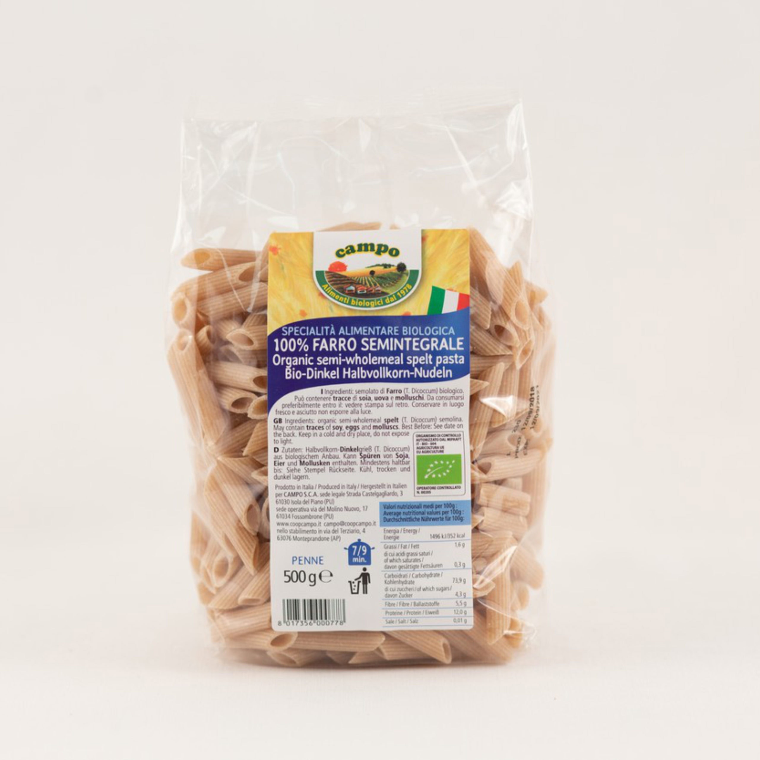 Špaldové Penne – polozrnné 500 g
